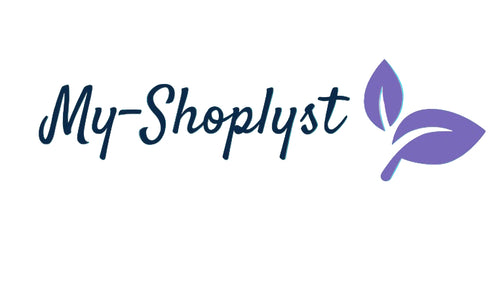 My-Shoplyst logo with a purple leaf on a white background